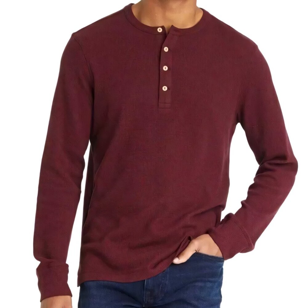 Goodfellow & Co. Men’s Long Sleeve Burgundy Henley Shirt - Size SMALL